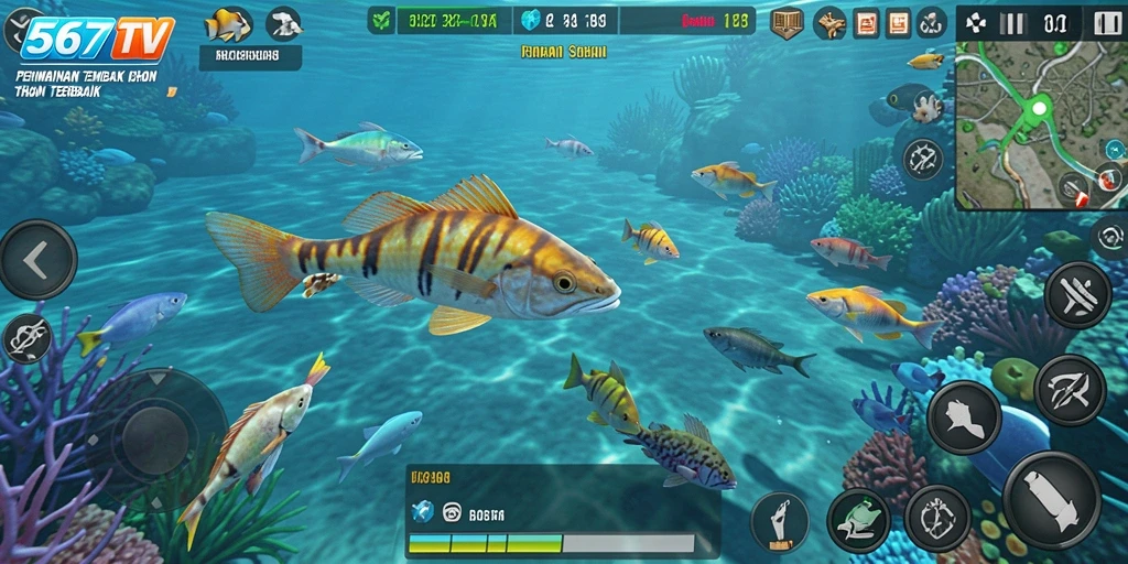 Tampilan gameplay Tembak Ikan yang seru dan mendebarkan.