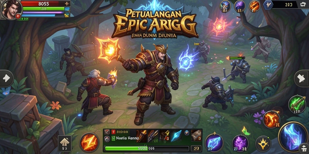 Screenshot menampilkan aksi seru dalam gameplay ARPG 8055.