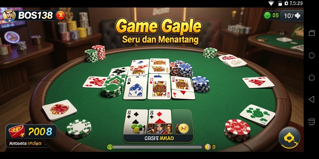 Tampilan gameplay seru dari BOS138 dalam permainan Gaple.