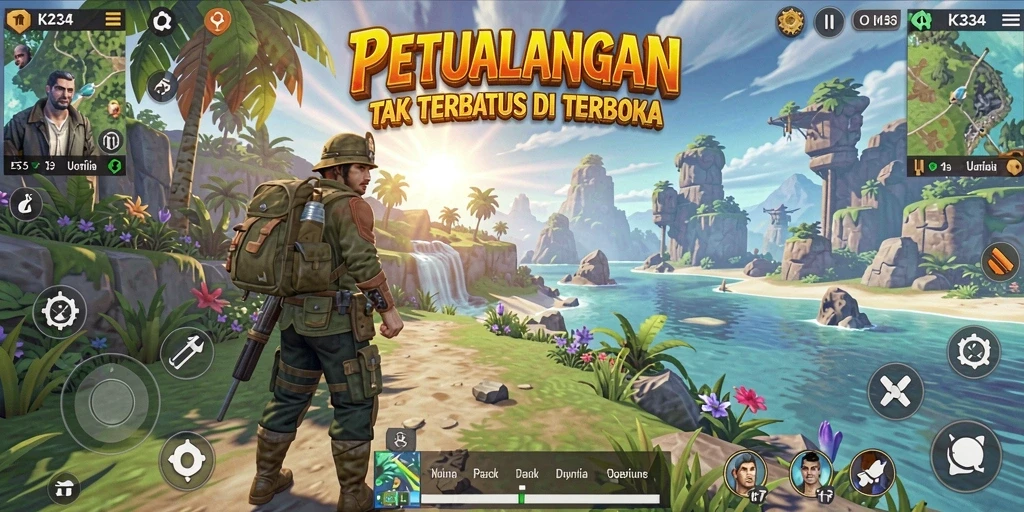Screenshot K234 menampilkan eksplorasi dunia terbuka yang luas dan mendalam.